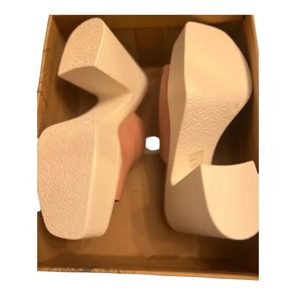 NIB FREE PEOPLE Zoe Natural Chunky Leather Platform Heel Sandals Size 39… - Picture 3 of 7